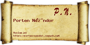 Porten Nándor névjegykártya